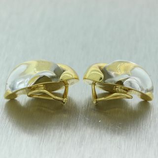Seaman Schepps 18k Yellow Gold Half Link Crystal Clip - on Earrings 6