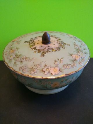 Vintage Tin Container Large Round Made In England Floral Designs