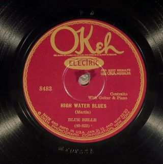 78 Rpm - Blue Belle (lonnie Johnson,  Gt) Okeh 8483 High Water Blues,  E/v,  Blues