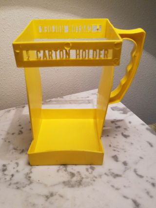 Vintage Plastic Ez Carton Holder Milk Juice Carton Holder 1/2 Gal.  Yellow