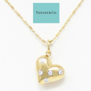 Nyjewel Tiffany & Co 18k Gold Platinum Etoile Diamond Heart Pendant Necklace