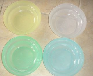 Set Of 4 Vintage Tupperware Cereal Bowls Green,  Blue,  White & Yellow 155