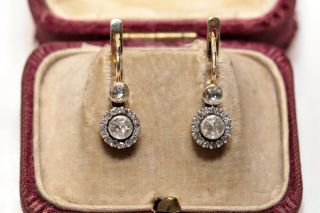 Old 14k Gold Natural Diamond And Rose Cut Diamond Decorated Earring
