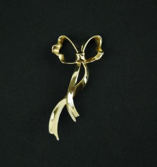 Vintage 1985 Tiffany & Co 18k Yellow Gold Large Bow Ribbon Brooch Pin 9.  23g