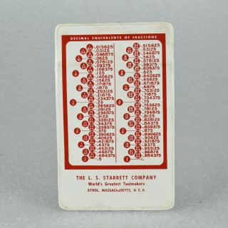 Vintage L.  S.  Starrett Tools Advertising Pocket Protector plus Tap Drill Chart 2