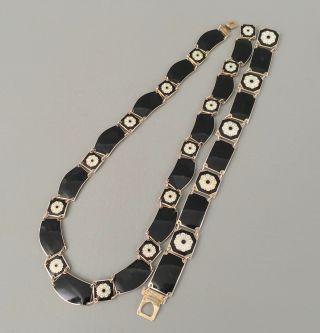 Vintage DAVID ANDERSEN Sterling & Guilloche Black Enamel Necklace & Bracelet Set 2
