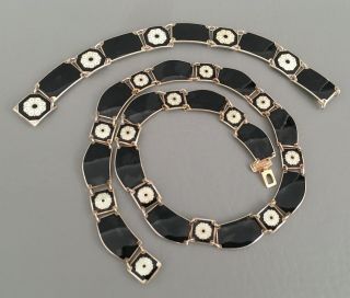 Vintage DAVID ANDERSEN Sterling & Guilloche Black Enamel Necklace & Bracelet Set 4