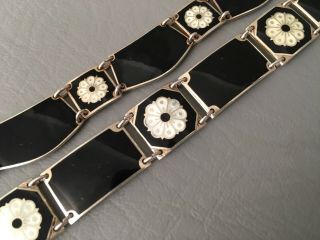 Vintage DAVID ANDERSEN Sterling & Guilloche Black Enamel Necklace & Bracelet Set 5