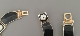 Vintage DAVID ANDERSEN Sterling & Guilloche Black Enamel Necklace & Bracelet Set 6