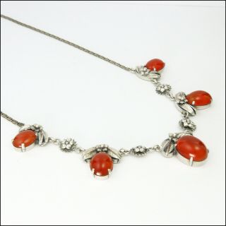 English Arts and Crafts Silver and Carnelian Agate Necklace - BERNARD INSTONE 2
