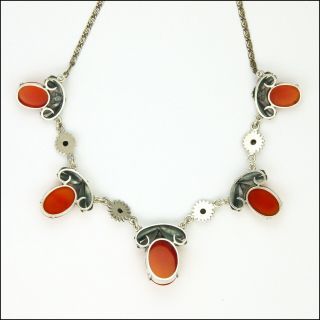 English Arts and Crafts Silver and Carnelian Agate Necklace - BERNARD INSTONE 3