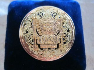 Vintage 18k 2 - Tone Gold Carved Aztec Mayan Tribal Pin,  28 Grams,  1.  75 " Joyeria