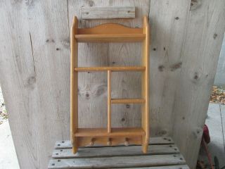 Solid Wood Wall Shelf 3 Pegs Miniatures Knick Knacks Curio Shadow Box Vintage
