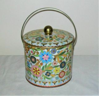 Daher Floral Tin With Lid And Handle - England