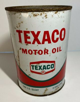 Vintage Texaco Motor Oil Heavy Duty - 1 Quart Tin Can Empty Metal