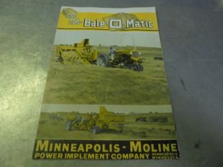 Vintage 1946 Minneapolis Moline The Bale - O - Matic Brochure
