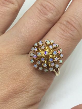 VINTAGE OPAL CLUSTER RING 14K YELLOW GOLD SIZE 10 3