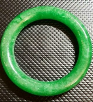 Vtg Chinese Apple Green Jadeite Jade Bangle Bracelet 83.  7grams