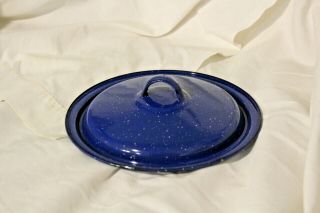 Vintage Metal Enamel Ware Pan Pot Lid Cover Blue Speckled Replacement 7