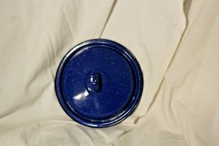 Vintage Metal Enamel Ware Pan Pot Lid Cover Blue Speckled Replacement 7 2