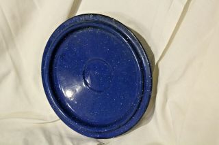 Vintage Metal Enamel Ware Pan Pot Lid Cover Blue Speckled Replacement 7 3