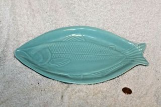 Aqua Ceramic Fish Shaped Serving Dish Plate