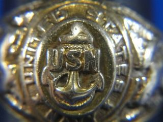 Vintage Solid Heller & Co 10k Gold United States Navy Usn Ring Size 10.  75 9.  5gr