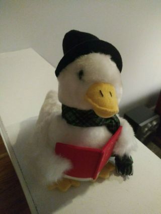 Aflac Plush Talking Christmas Caroler Duck Insurance Stuffed Animal Toy Hat Book