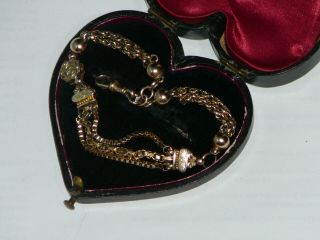 Antique Victorian 9ct Solid Rose Gold Fancy Chain Albertina/bracelet