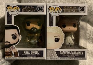 Funko Pop Game Of Thrones Khal Drogo And Daenerys Targaryen W/protectors