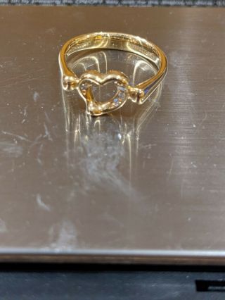Authentic Tiffany & Co.  18k Yellow Gold Diamond Open Heart Ring By Elsa Peretti