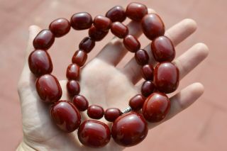 Vintage Cherry Amber Bakelite Necklace Beads Faturan 157 Gr