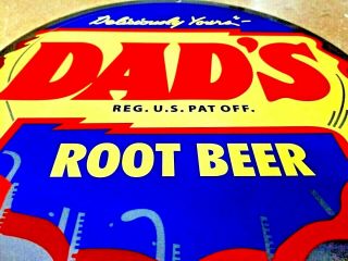 Vintage Dads Root Beer Bottle Cap Metal Sign 12 " Soda Pop Advertising Display