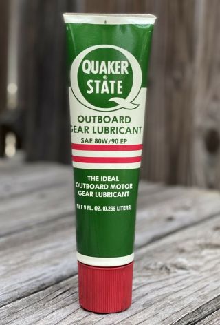 Vintage Rare Quaker State Outboard Motor Gear Lubricant Oil Grease Old Stock