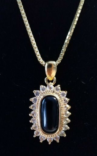 Tiffany & Co 750 (18k) 18 " Yellow Gold Box Chain Onyx Necklace Vintage Ec