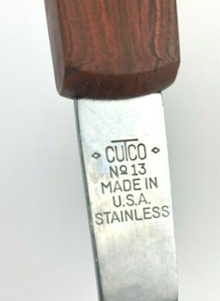 Vintage Stainless Steel Cutco 13 Slotted Serving Spoon Brown Handle 12 