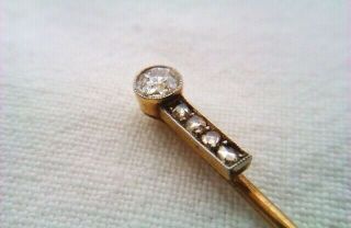 Extremely Rare 18ct Gold Platinum & Old Cut Diamonds Edwardian Stick Pin C1903