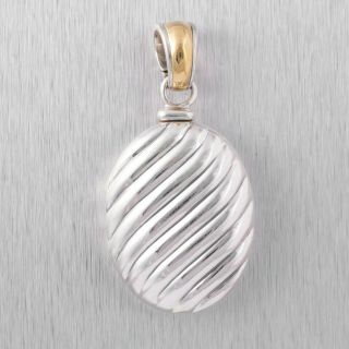 David Yurman 925 Sterling Silver & 18k Yellow Gold Sculpted Cable Pendant Locket
