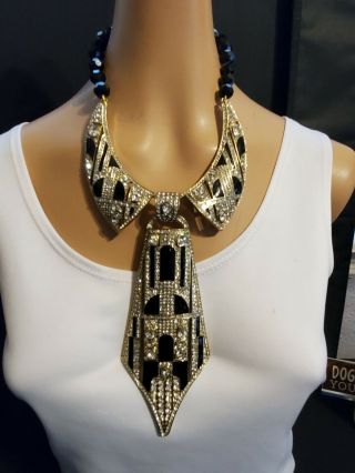Heidi Daus " To Tie For " Crystal And Enamel Drop Necklace Ret: $329.  95