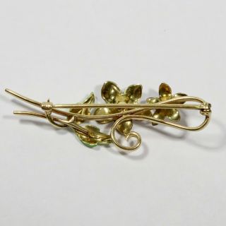 Antique Edwardian Krementz 14k Gold Enamel Flower Seed Pearl Brooch (rl1903t)