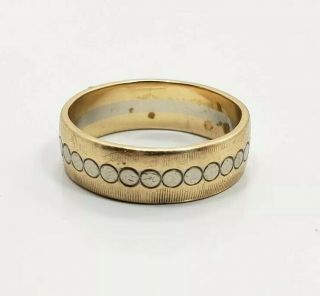 Unique Vintage 14k White Yellow Gold Circle Wedding Band Ladies Ring Size 7