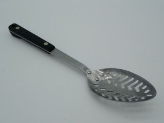 Vintage Maid Of Honor Stainless Steel Slotted Serving Spoon Black Handle Usa