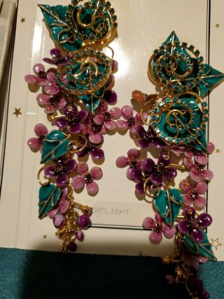 VINTAGE 80s LUNCH AT THE RITZ earrings DELPHINIUMS lilacs 5 