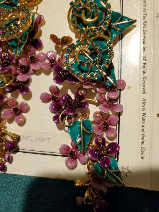 VINTAGE 80s LUNCH AT THE RITZ earrings DELPHINIUMS lilacs 5 