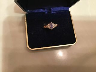 14kt Yellow Gold.  50ct.  Marquise Tanzanite And Diamond Ring Size 6,  2.  64 Gm