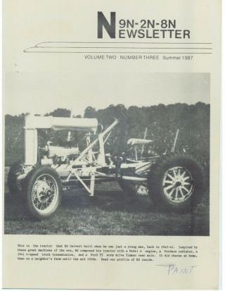Summer 1987 Ford 9n - 2n - 8n Newsletter Volume 2,  2,  Tractor Stilts Ad Literature