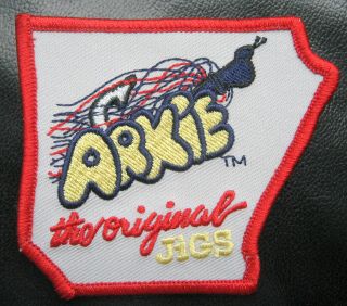 Arkie Jigs Embroidered Sew On Patch Fishing Fish Bait Tackle Lure 3 " X 2 7/8 "