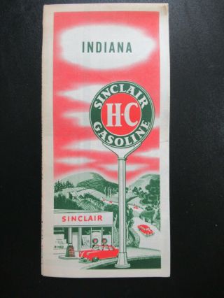 1950s Sinclair Oil And Gas Service Station Indiana Map Vintage