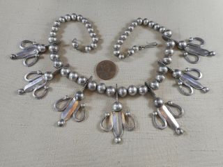 Unusual Fred Harvey Era Native American Silver Necklace With Handmade Beads