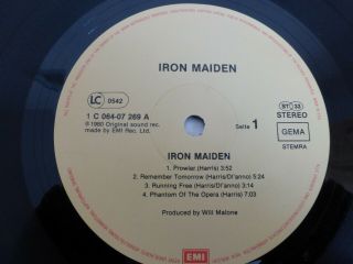 IRON MAIDEN VERY RARE LONG GAPS LABEL VERSION OF THE 1ST GERMAN LP LOOK 2